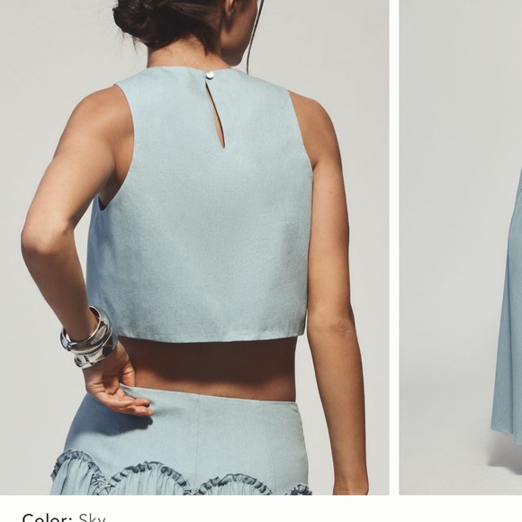 Sleeveless cropped denim top - Picture 3 of 4